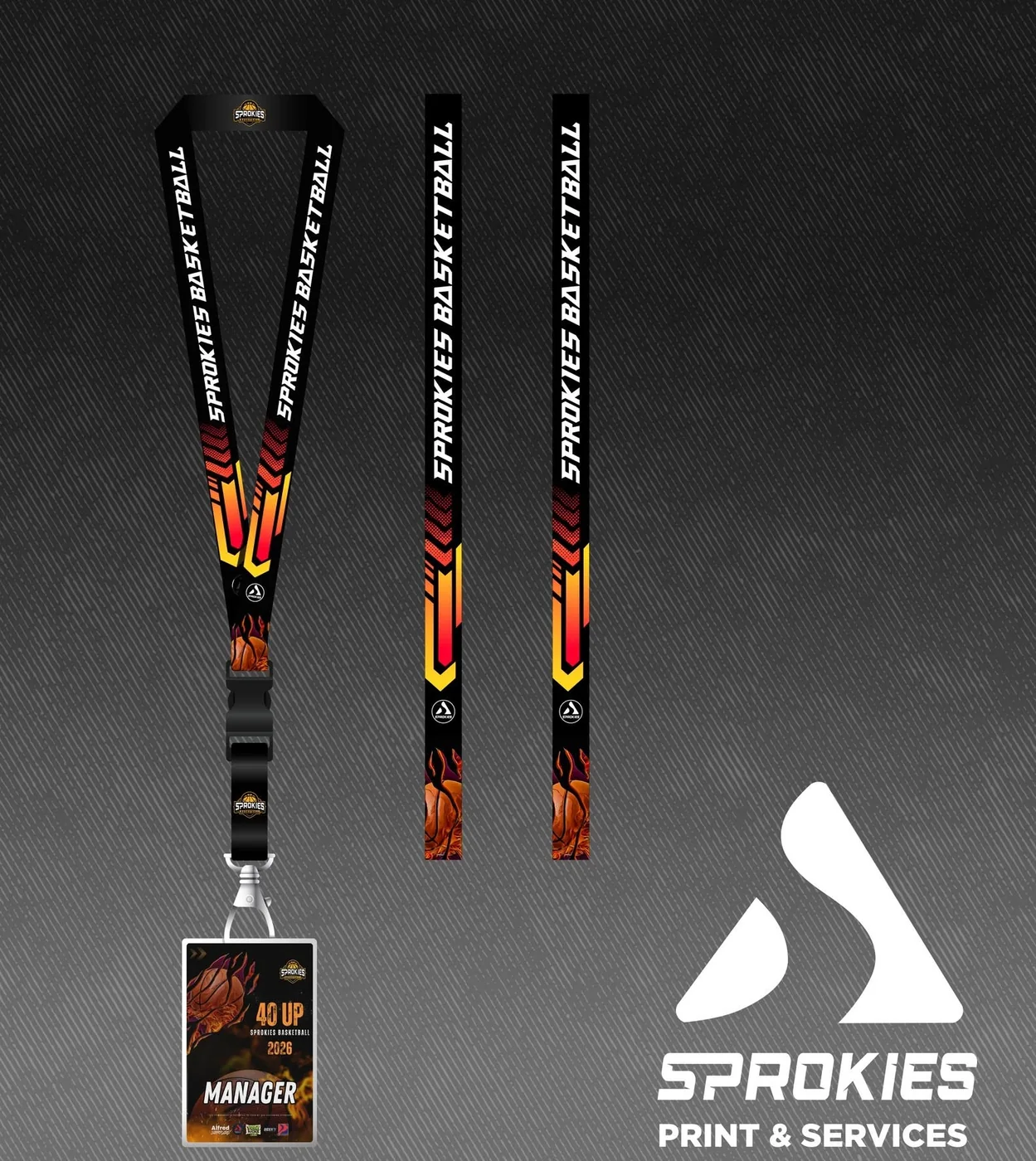Custom branded Sprokies lanyard design